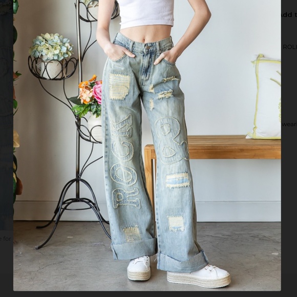 Oli & Hali Rock & Roll Mineral Washed Jeans Women’s Denim Jeans Wide Leg S106 - Picture 6 of 10